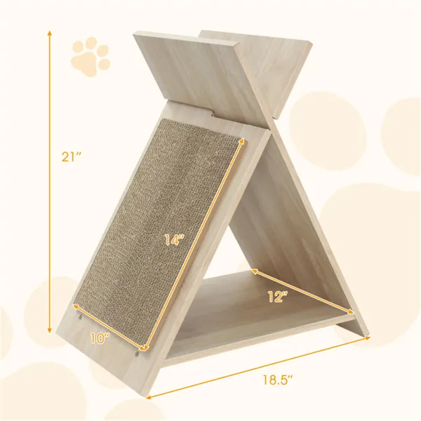 Multi-Functional Cat Scratcher - 18.5"x12"x21", Scratching Surface, Tunnel & Wooden Lounge