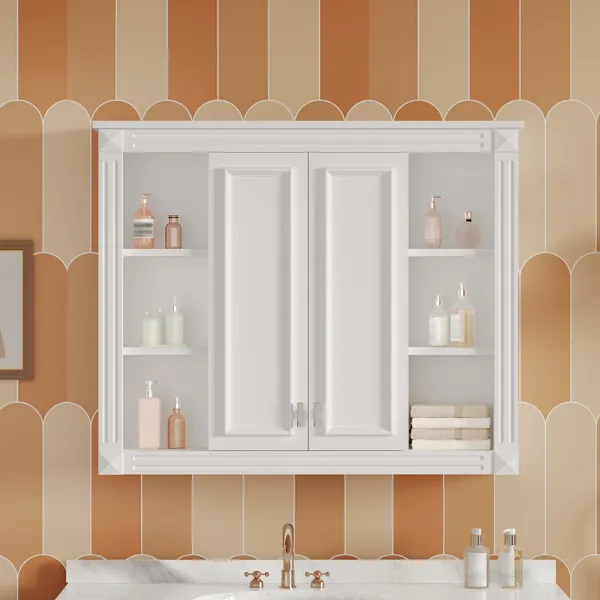 36'' X 28'' Medicine Cabinet, Wall Mounted Bathroom Storage Cabinet, With 1 Adjustable Shelf, Wall-Mounted Medicine Cabinet For Bathroom, Soft-Closing Hinges, Swing-Open Doors