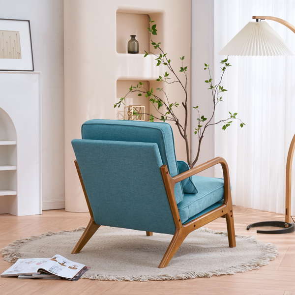 Oak Armrest Oak Upholstered Single Lounge Chair Indoor Lounge Chair Teal