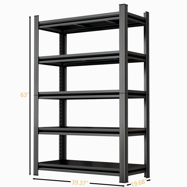 5 Tier Storage Shelves, 2200LBS Adjustable Metal Shelving Unit, Black, Needs Assembly