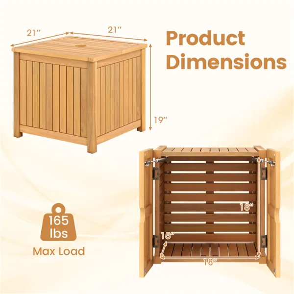 Solid Acacia Wood Outdoor Side Table With Umbrella Hole, 2-in-1 Storage End Table For Patio Poolside_voghion.com