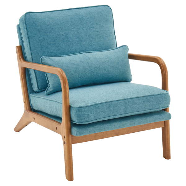 Oak Armrest Oak Upholstered Single Lounge Chair Indoor Lounge Chair Teal