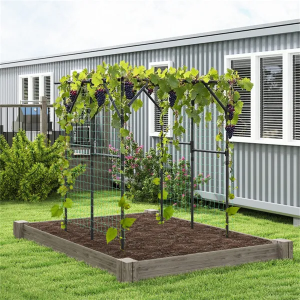 Large Garden Trellis Arch - 79"x59"x78" PE-Coated Metal, Rustproof Plant Support For Climbing Vines