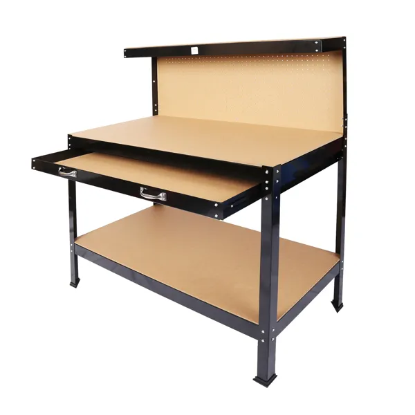 Steel Workbench Tool Storage Work Bench Workshop Tools Table W/Drawer And Peg Board 63" image 3