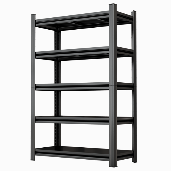 5 Tier Storage Shelves, 2200LBS Adjustable Metal Shelving Unit, Black, Needs Assembly