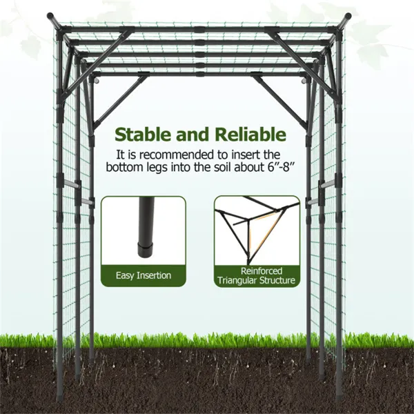 Large Garden Trellis Arch - 79"x59"x78" PE-Coated Metal, Rustproof Plant Support For Climbing Vines