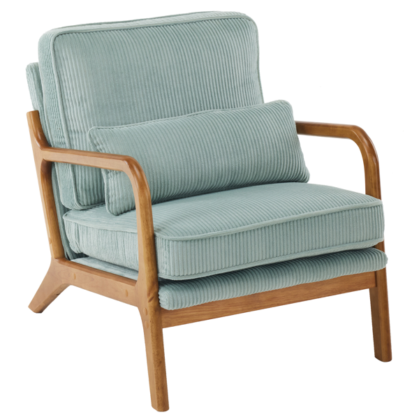 Low Arm Accent Chair - Teal Corduroy Upholstered Indoor Lounge Chair, Compact Single Seater With Sturdy Frame - 330LBS Weight Capacity