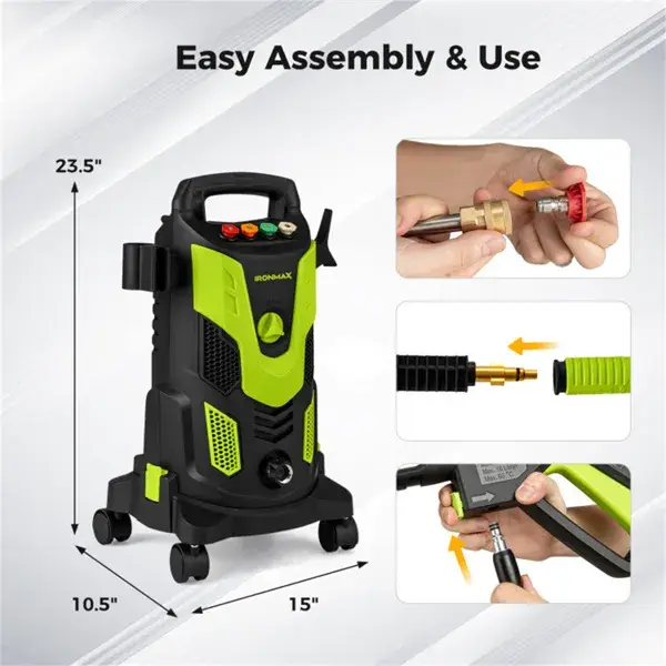 Green Black 2300 PSI Electric Pressure Washer With 4 Quick-Connect Nozzles & Soap Bottle, 1900W High-Power Cleaner For Driveway Patio