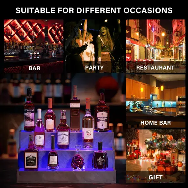 LED Lighted Liquor Bottle Display Shelf, 24