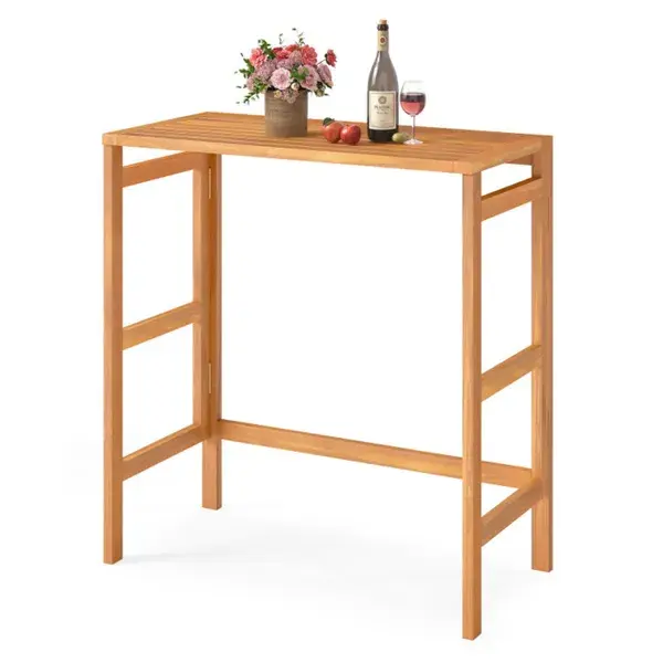 Natural Acacia Wood Foldable Patio Bar Table