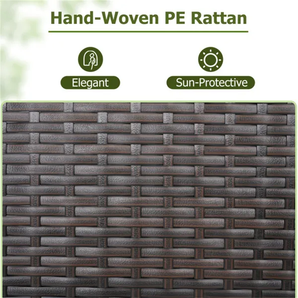 Mix Brown PE Rattan Outdoor Storage Cabinet, 3-Shelf With Removable Drawer & Lockable Wheels