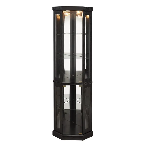 Lighted Corner Curio Cabinet - Display Case For Living Room, Antique Collectibles, Wine & Bar Glass… image 5