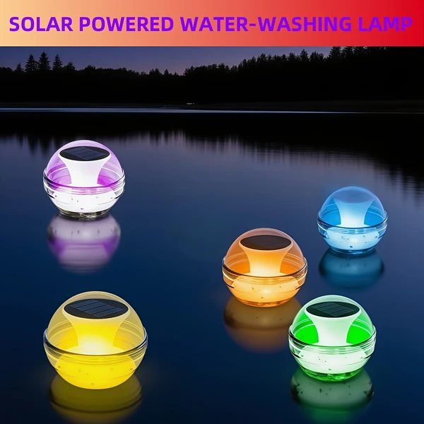 Outdoor Solar Rechargeable Floating Pool Lights,Pool Lights That Float With Solar Charging Panel,IPX7 Waterproof For Inground Pool, Bathroom, Bathtub, Pool Party