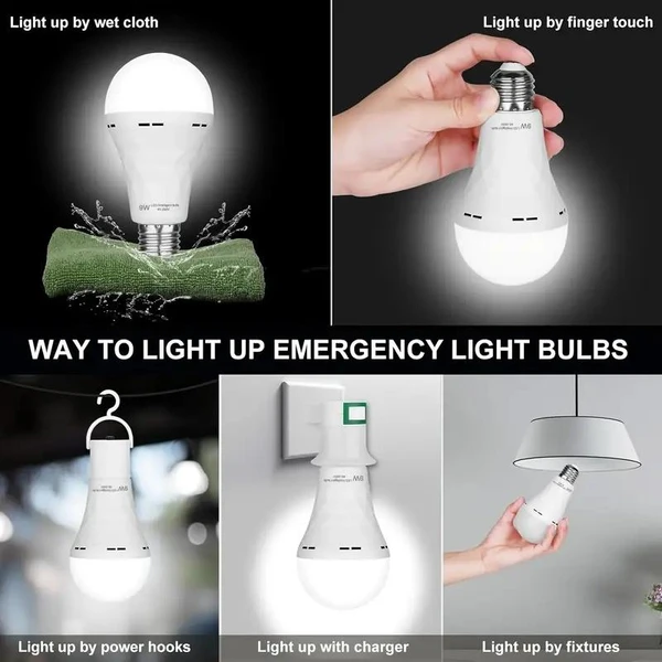 8PCS/4PCS Rechargeable LED Light Bulbs 80W Equivalent 1200mAh Battery Backup For Power Outages Emergency Use A19 Size E26/E27 Socket Portable Flashlight