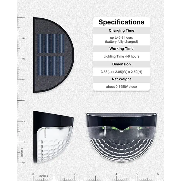 12/6 Solar Fence Lights, Solar Platform Lights, Solar Wall Lights, Rechargeable Solar Cells, Suitable For Front Porches, Security Lights, Wall Installation, Terraces, Fences, Garages, Decorat