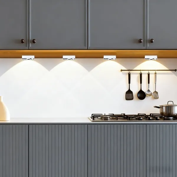 4PCS LED Motion-sensing Bulb, Rechargeable Cabinet Light, Stick-on Wireless LED Night Light, Under Drawers, Shelves, And Cabinets, Warm White, With USB Charging Cable, Equipped With Installat