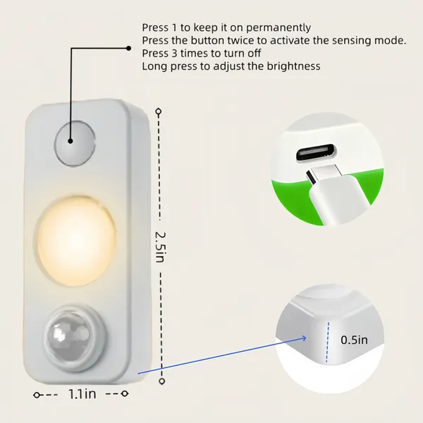 4 PCS Of High-quality Motion-sensing Lights, Wall Lights, Equipped With USB Charging Cables And Accessories, Suitable For Cabinets, Wardrobes, Bookshelves, Bedrooms, Utility Rooms, And Stairc