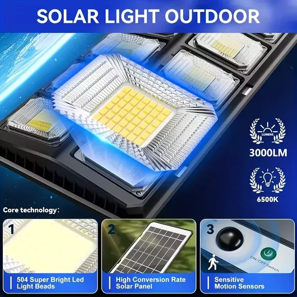80000LM 8500K LED Solar Street Light 800W Commercial Oudoor Lights Outdoor Waterproof Hight Brightness LED, Dusk To Dawn Solar Street LightsRoad Area Lamp For Yard, Deck, Garden