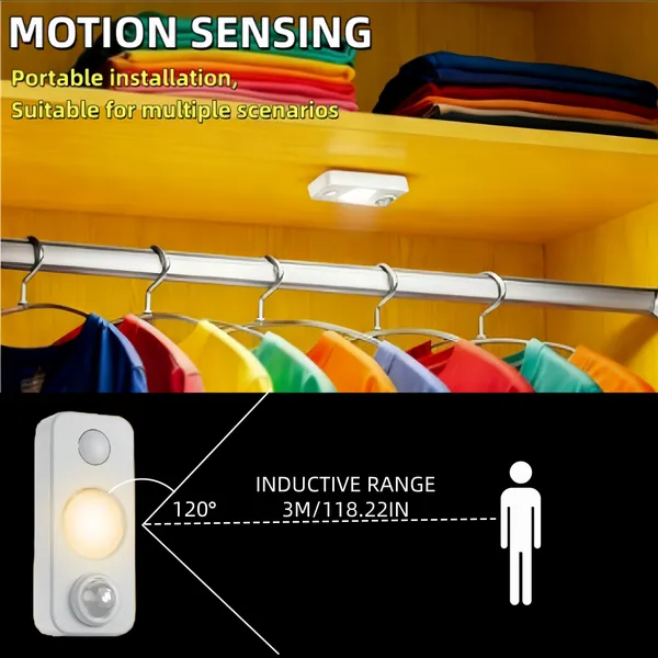 4 PCS Of High-quality Motion-sensing Lights, Wall Lights, Equipped With USB Charging Cables And Accessories, Suitable For Cabinets, Wardrobes, Bookshelves, Bedrooms, Utility Rooms, And Stairc