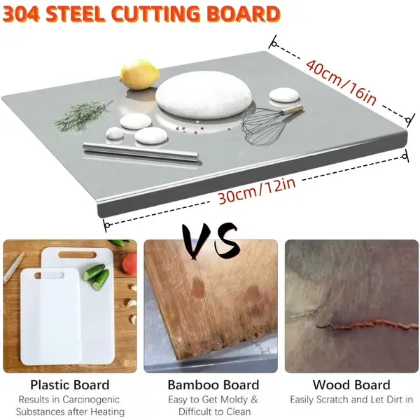 XXL 304 Stainless Steel Cutting Board Anti-Slip