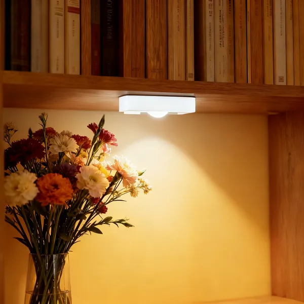 4PCS LED Motion-sensing Bulb, Rechargeable Cabinet Light, Stick-on Wireless LED Night Light, Under Drawers, Shelves, And Cabinets, Warm White, With USB Charging Cable, Equipped With Installat