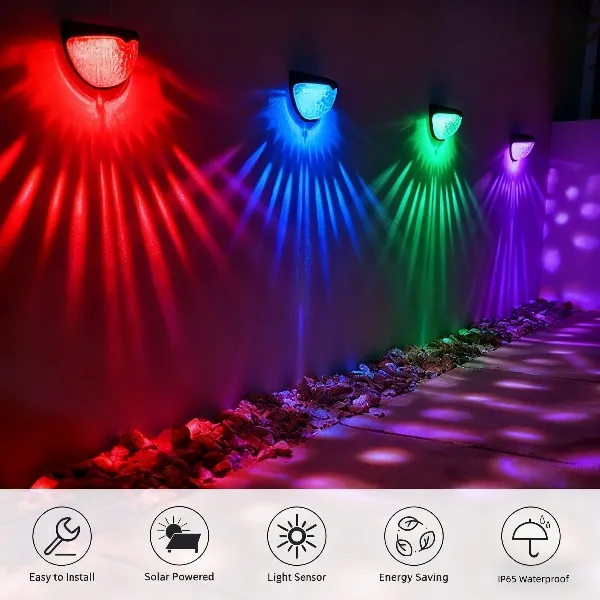 12/6 Solar Fence Lights, Solar Platform Lights, Solar Wall Lights, Rechargeable Solar Cells, Suitable For Front Porches, Security Lights, Wall Installation, Terraces, Fences, Garages, Decorat