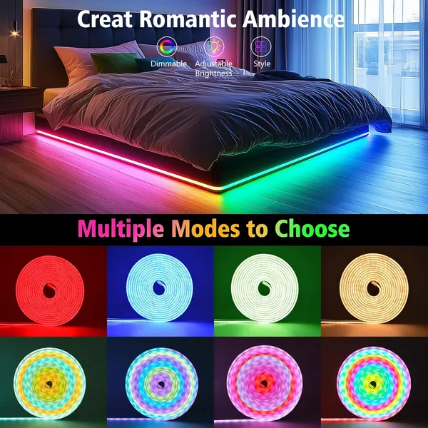 RGB Neon LED Strip Lights, 16.4Ft Led Neon Rope Lights With 