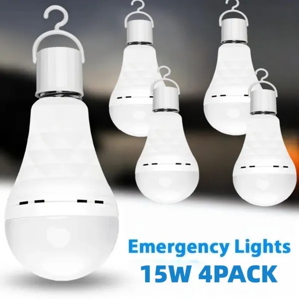 8PCS/4PCS Rechargeable LED Light Bulbs 80W Equivalent 1200mAh Battery Backup For Power Outages Emergency Use A19 Size E26/E27 Socket Portable Flashlight