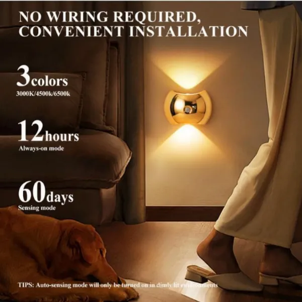 2PCS Bedroom/Living Room Lights, Motion Sensor, Luxurious Style, 60-Day Battery Life, 3 Lighting Modes, Magnetic Installation, Ideal For Stairs, Corridor, Wardrobe