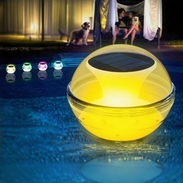 Outdoor Solar Rechargeable Floating Pool Lights,Pool Lights That Float With Solar Charging Panel,IPX7 Waterproof For Inground Pool, Bathroom, Bathtub, Pool Party