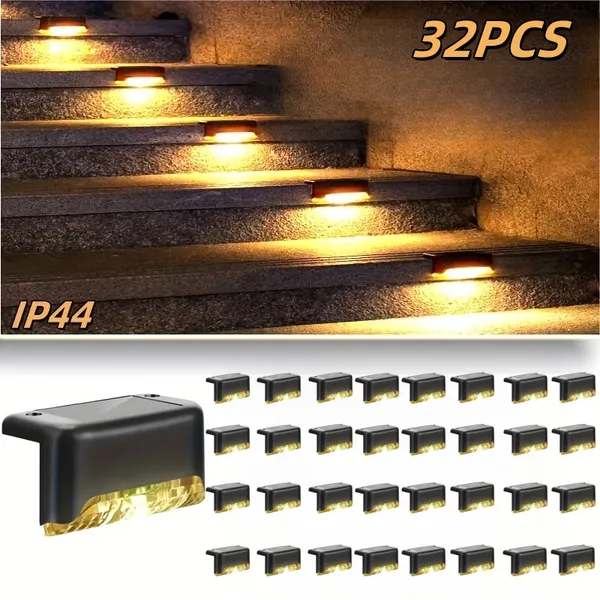 16/32PCS Solar Outdoor Light, Spring Camping Outdoor Light, Outdoor LED Step Light, Solar Charging, Suitable For Balconies, Terraces, Stairs, Fences, Courtyards, Gardens, Villas, Driveways, P