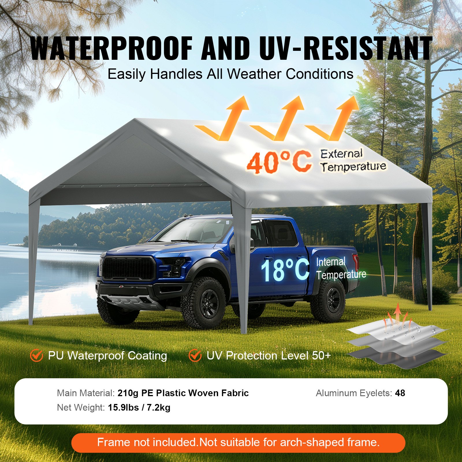 Carport Replacement Canopy Cover 12 X 20 Ft, Garage Top