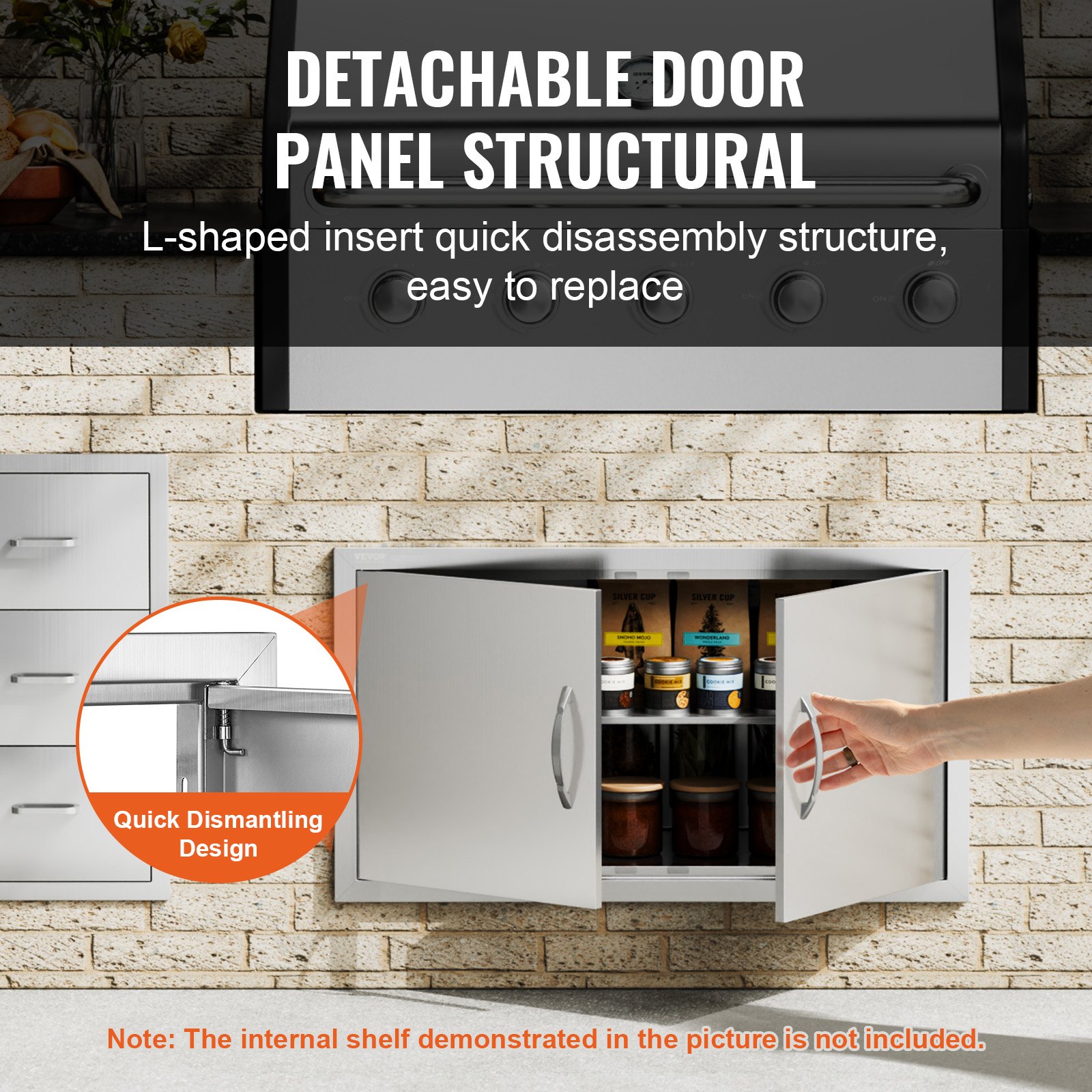 BBQ Access Door, 863x482 Mm Double Outdoor Kitchen Stainless Steel Flush Mount — image 2