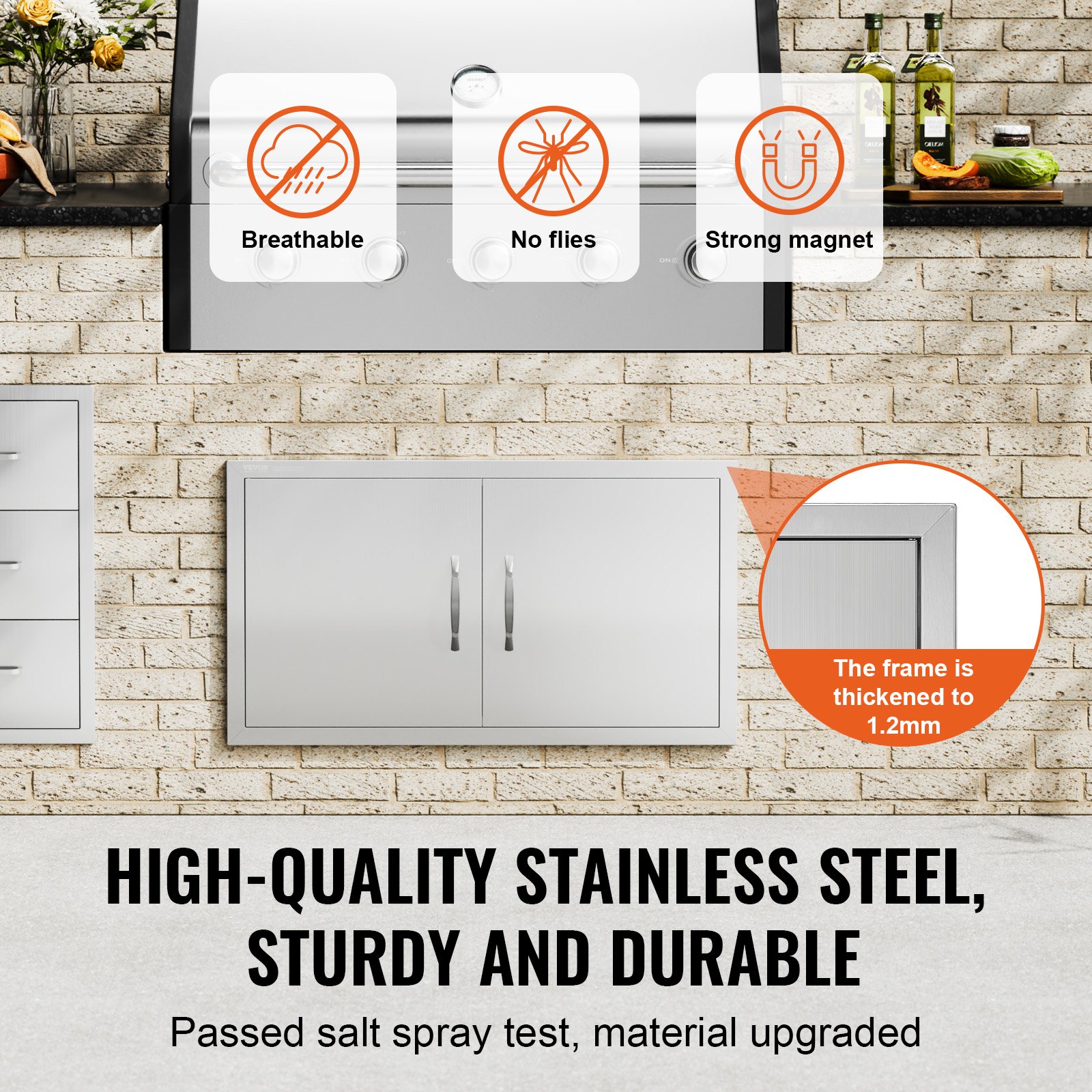 BBQ Access Door, 863x482 Mm Double Outdoor Kitchen Stainless Steel Flush Mount — image 3