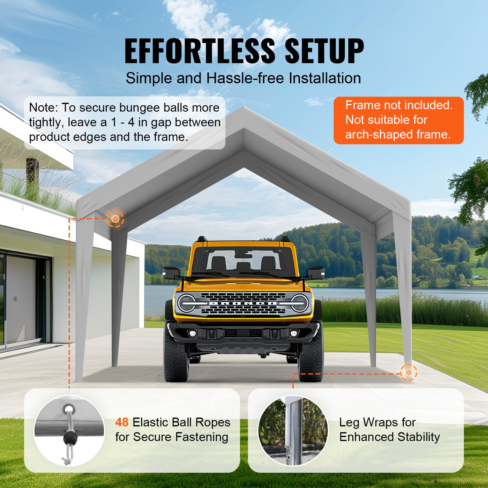 Carport Replacement Canopy Cover 12 X 20 Ft, Garage Top