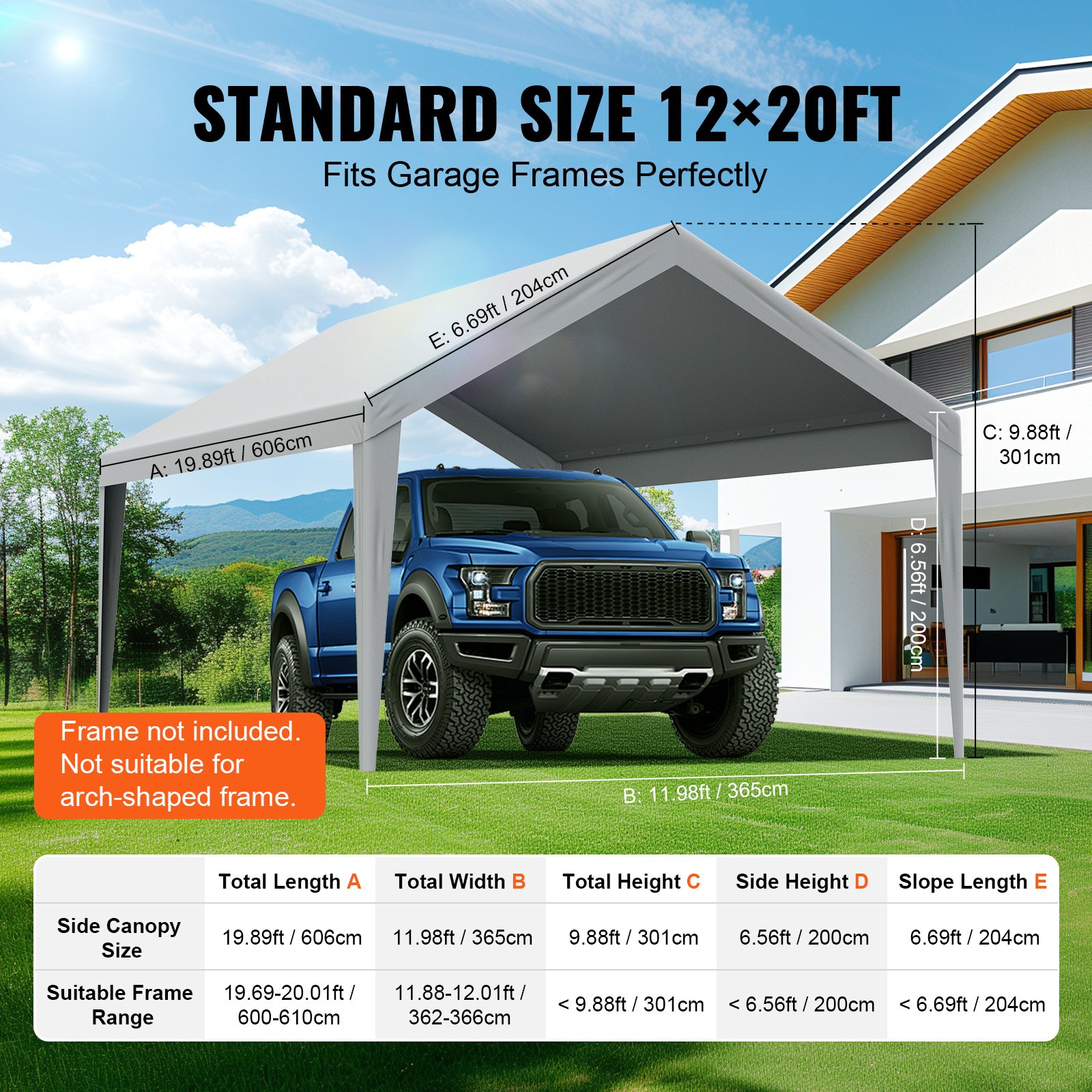 Carport Replacement Canopy Cover 12 X 20 Ft, Garage Top