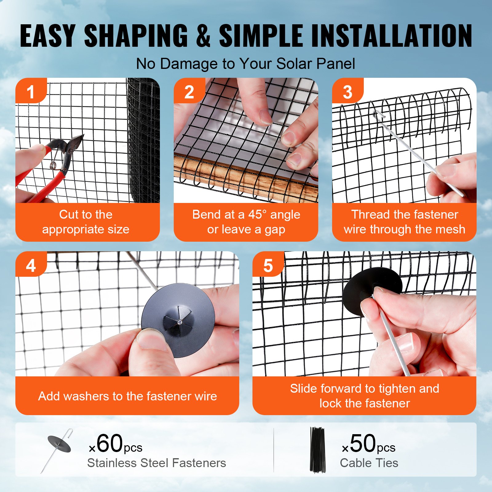 15.24 X 3048 Cm Solar Panel Bird Guard, Critter Roll Kit With 60pcs Aluminum — image 2