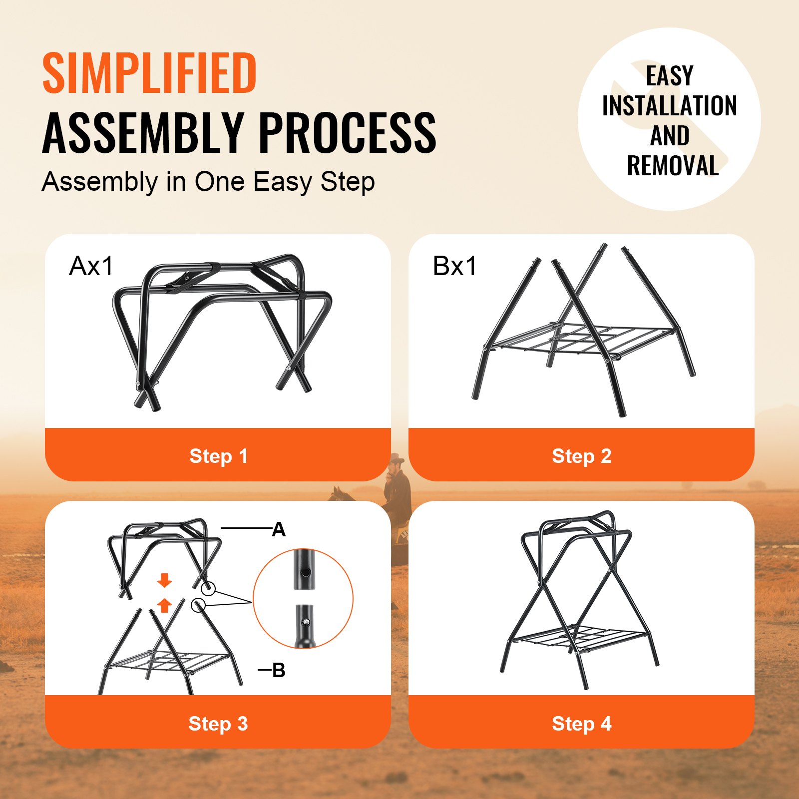 Folding saddle rack, 28 x 19 x 37.5 in, 2 packs