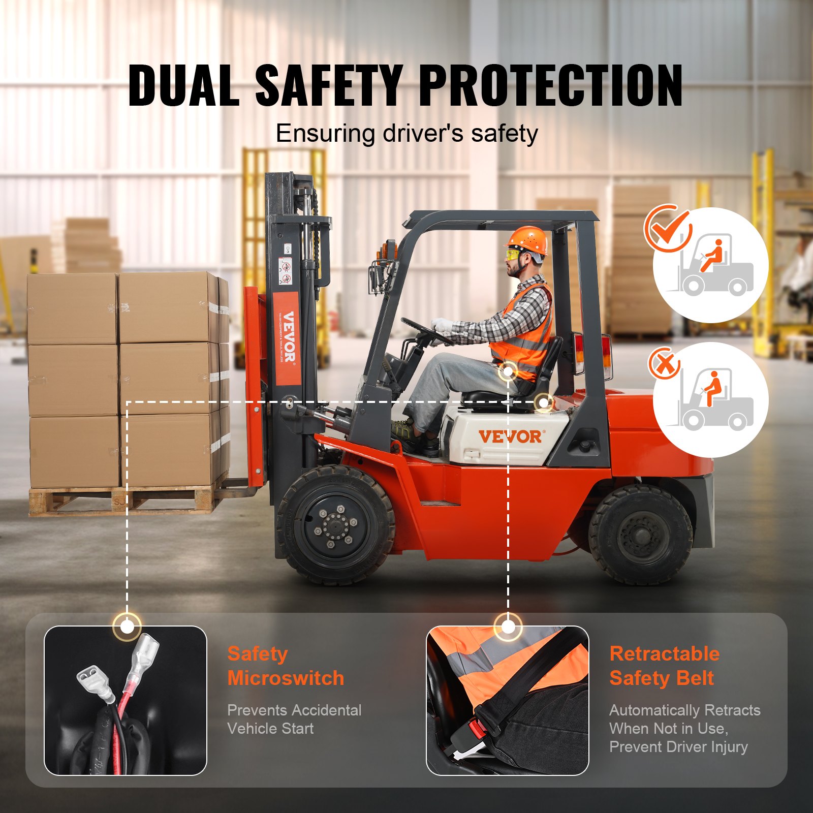 Universal Forklift Seat, Fold Down Tractor With Adjustable Angle Back, Micro — image 2