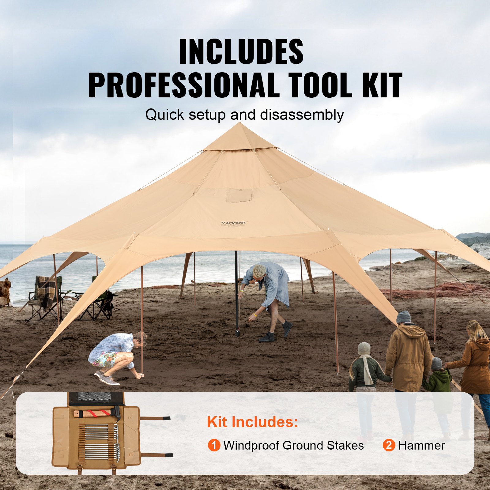 Canvas Tent, 4 Seasons 5 M/16.4 Ft Bell For Camping With Stove Jack, Breathable — image 5