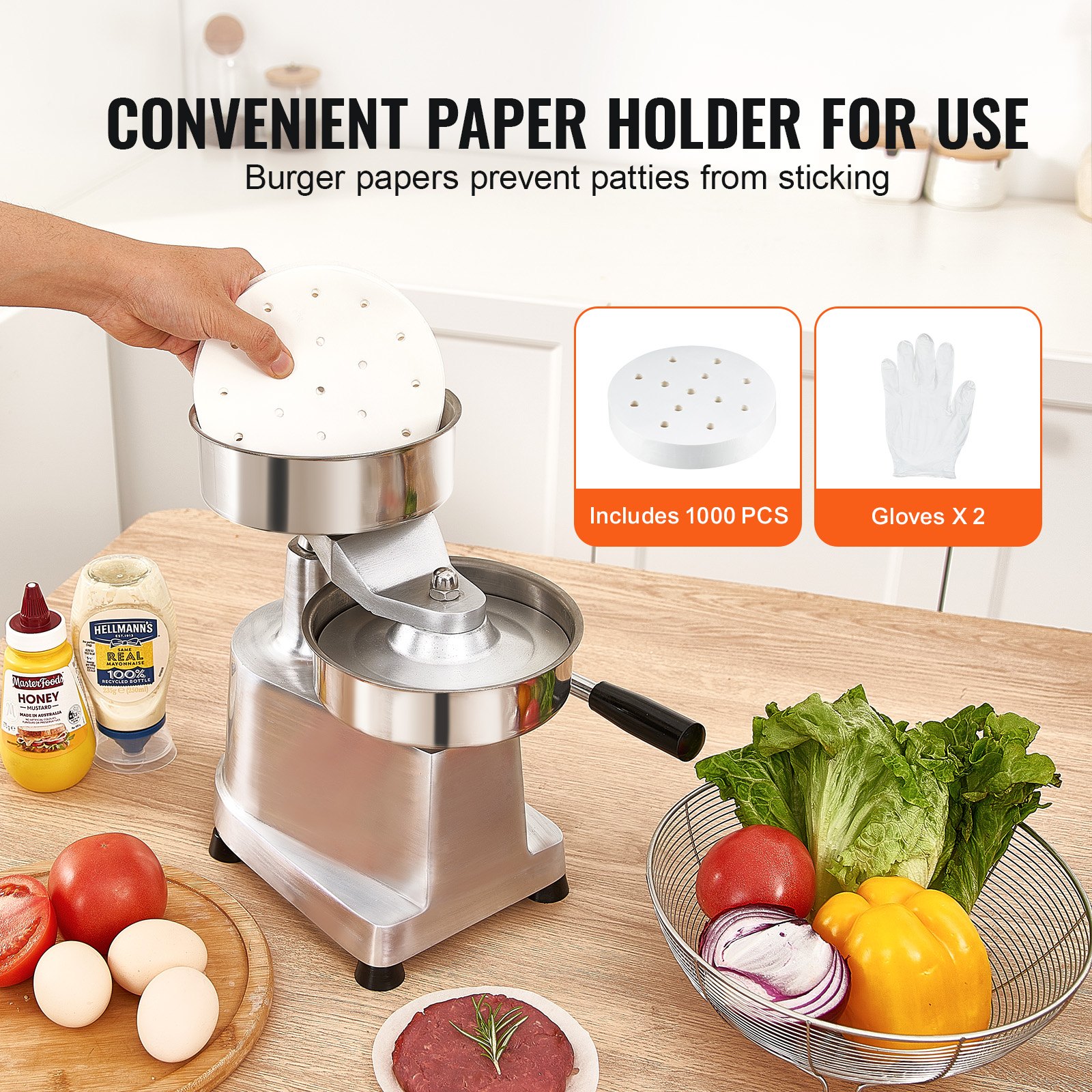 Commercial Burger Patty Maker, 150mm/6inch Hamburger Beef Heavy Duty Food-Grade — image 5