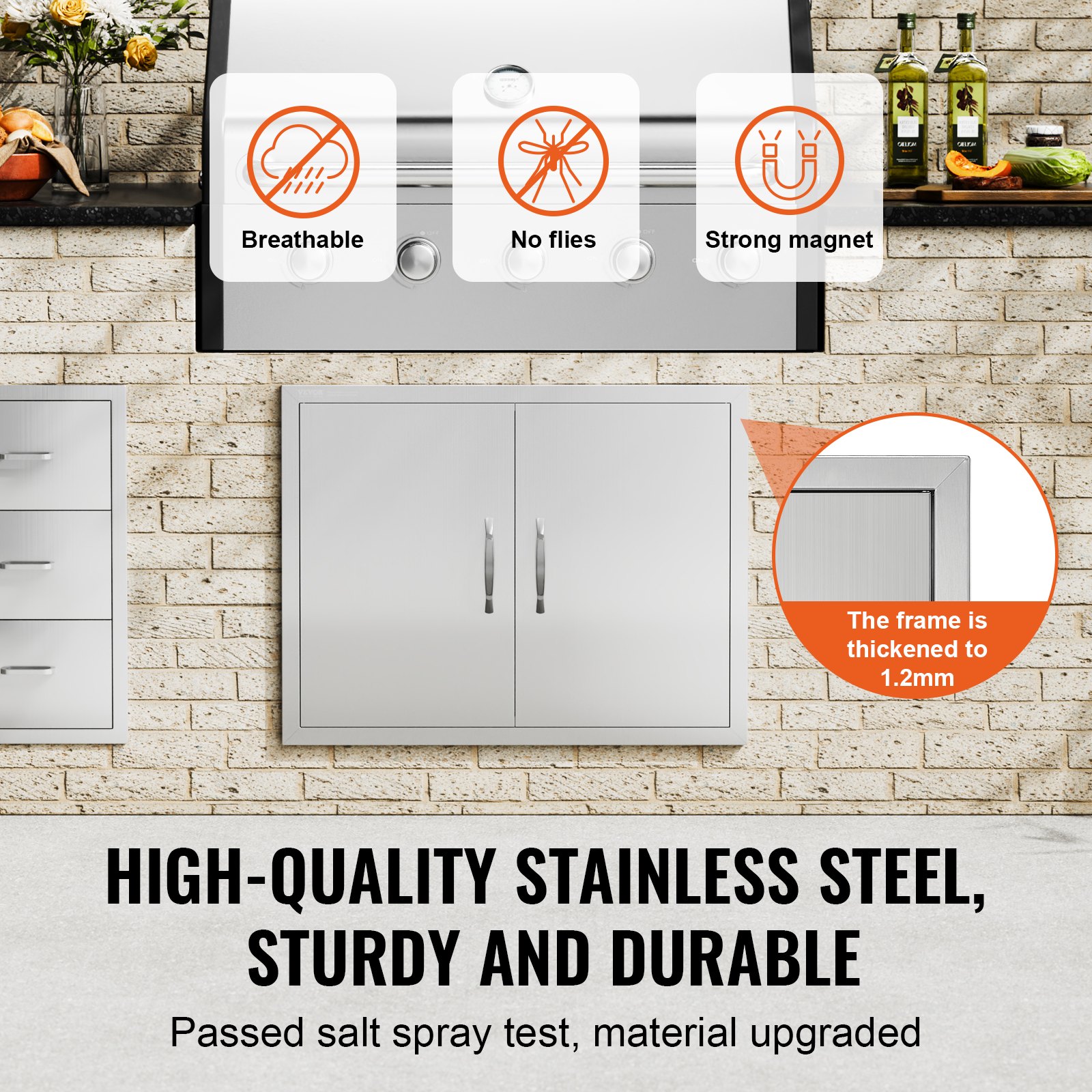 BBQ Access Door, 787x609 Mm Double Outdoor Kitchen Stainless Steel Flush Mount — image 5