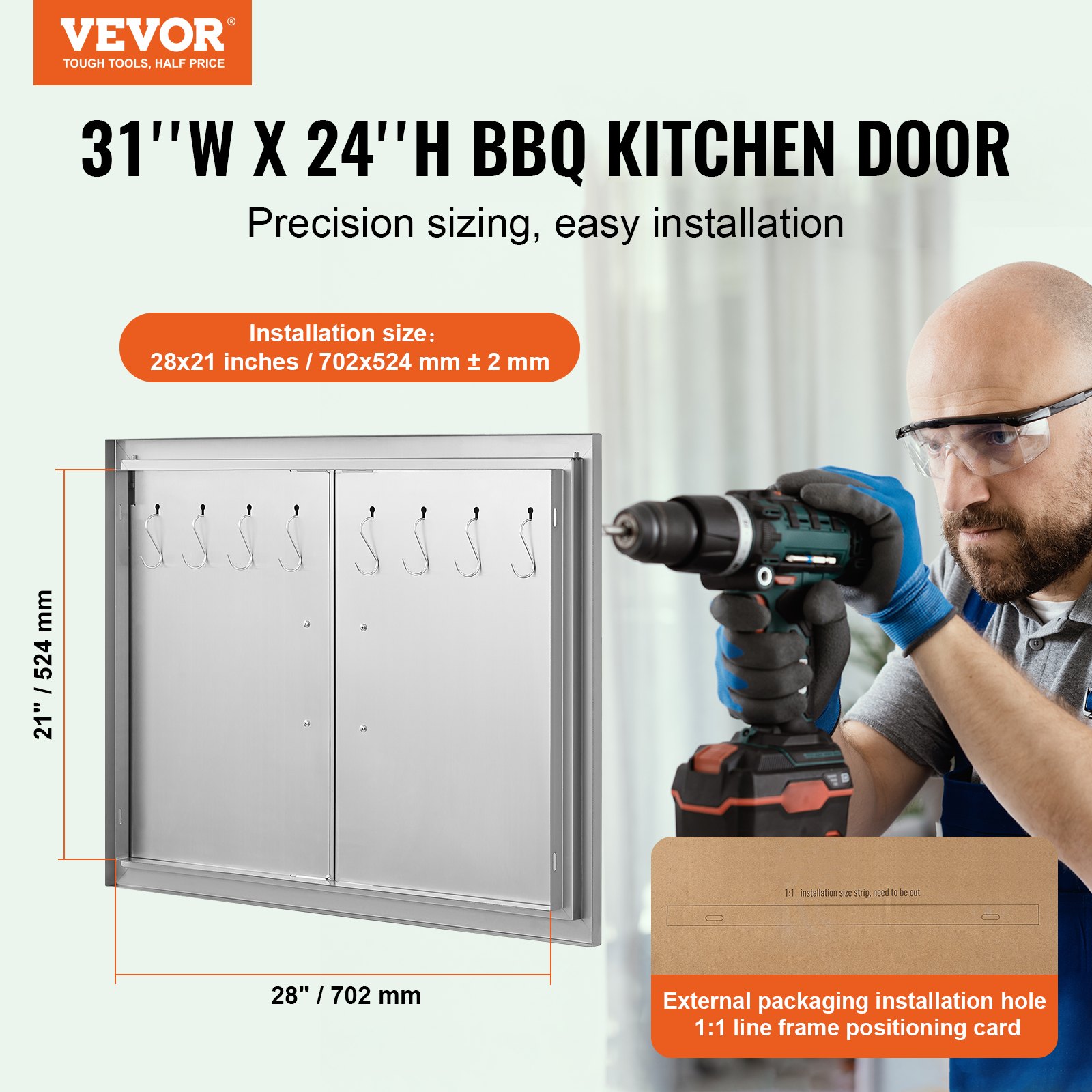 BBQ Access Door, 787x609 Mm Double Outdoor Kitchen Stainless Steel Flush Mount — image 4