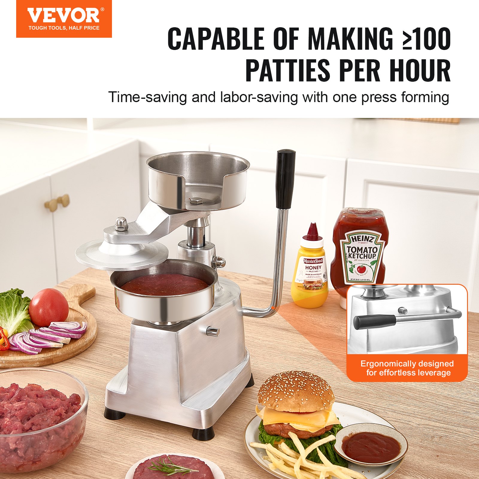 Commercial Burger Patty Maker, 130mm/5inch Hamburger Beef Heavy Duty Food-Grade — image 3