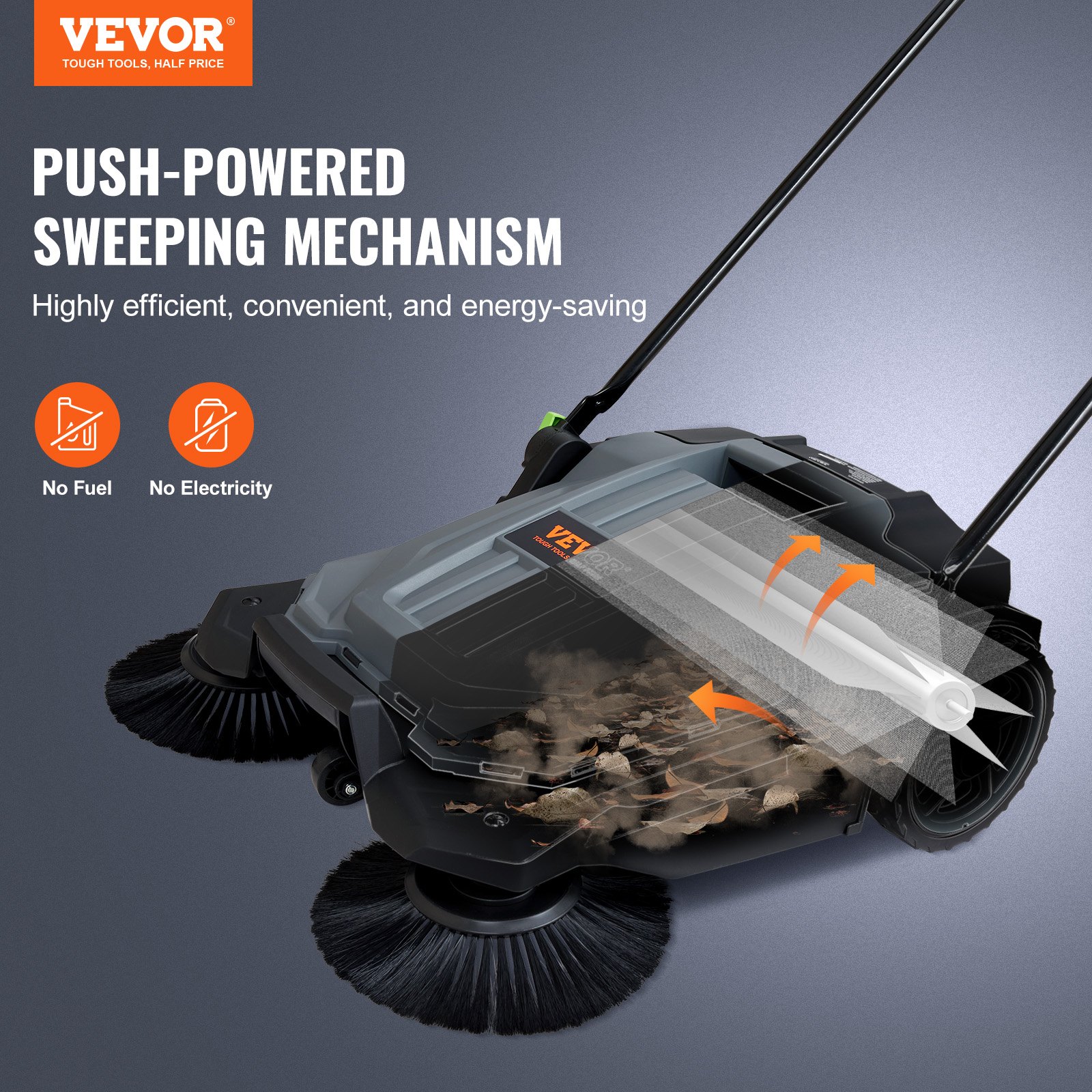Walk-behind Hand Push Floor Sweeper, 65 Cm Sweeping Width Manual Non-Electric — image 2
