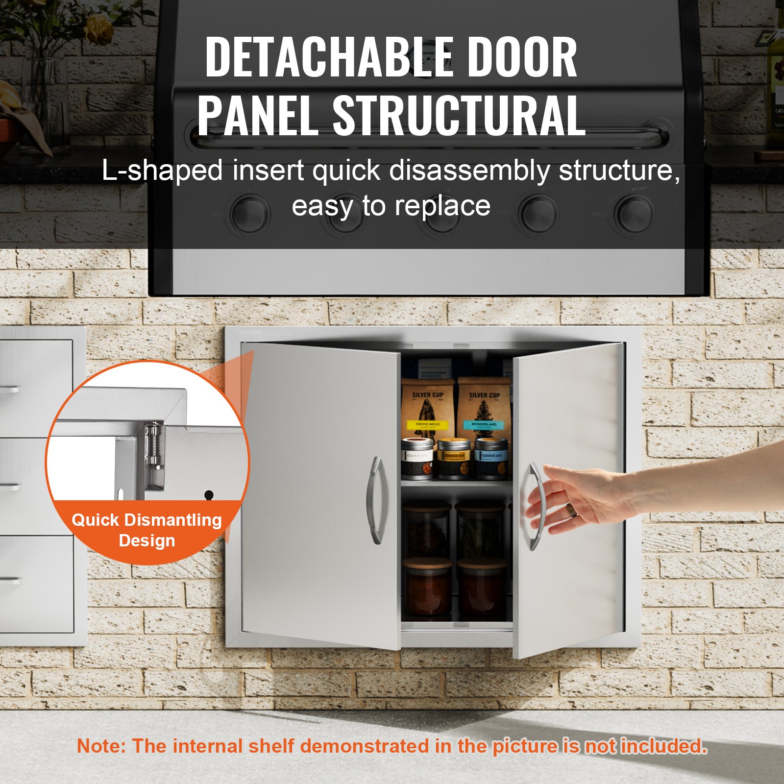 BBQ Access Door, 787x609 Mm Double Outdoor Kitchen Stainless Steel Flush Mount — image 2