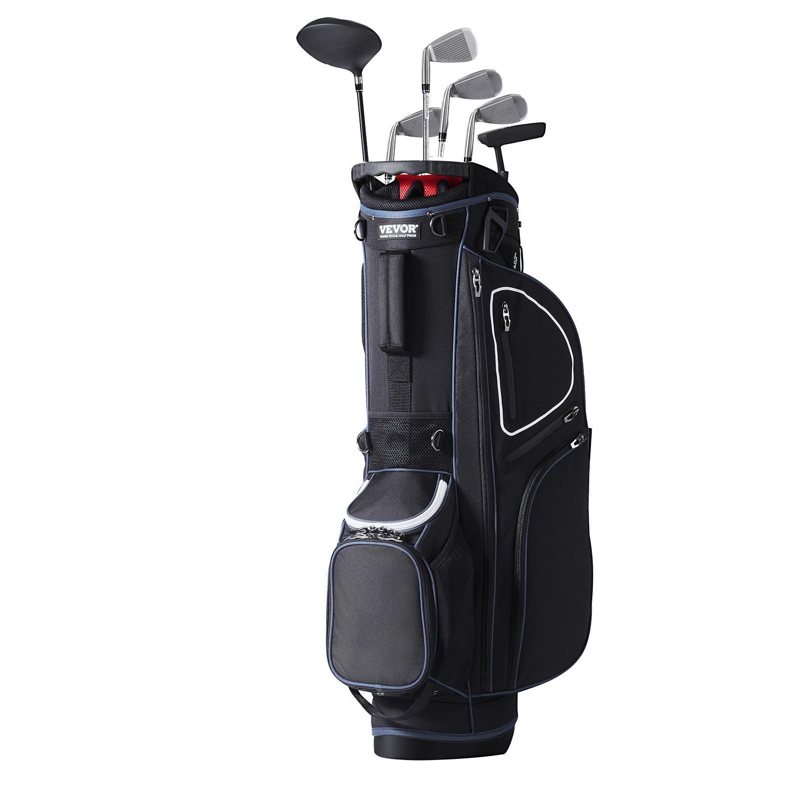 Golf Cart Bag With 14 Way Organizer Divider Top, 35” 11 Pockets Premium Cart Bag With Stand, Durable Golf Bags With Handles & Dust Cover & Detachable Dual Strap For Men & Women, Black White - Image 1
