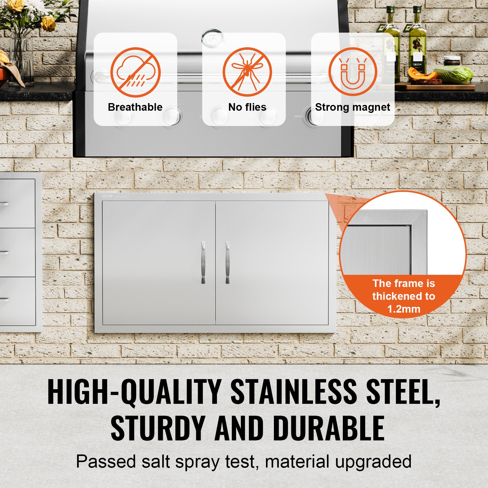 BBQ Access Door, 915x533 Mm Double Outdoor Kitchen Stainless Steel Flush Mount — image 4