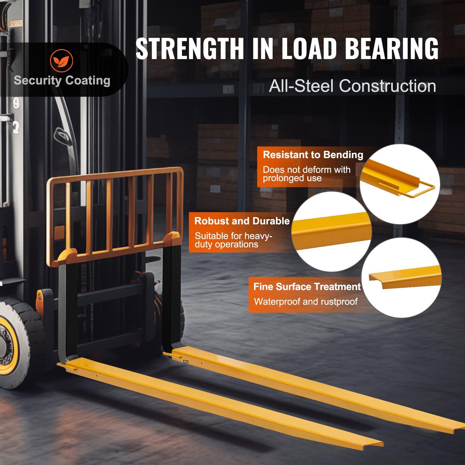 Pallet Fork Extensions, 96" Length 4.5" Width, Heavy Duty Carbon Steel — image 3