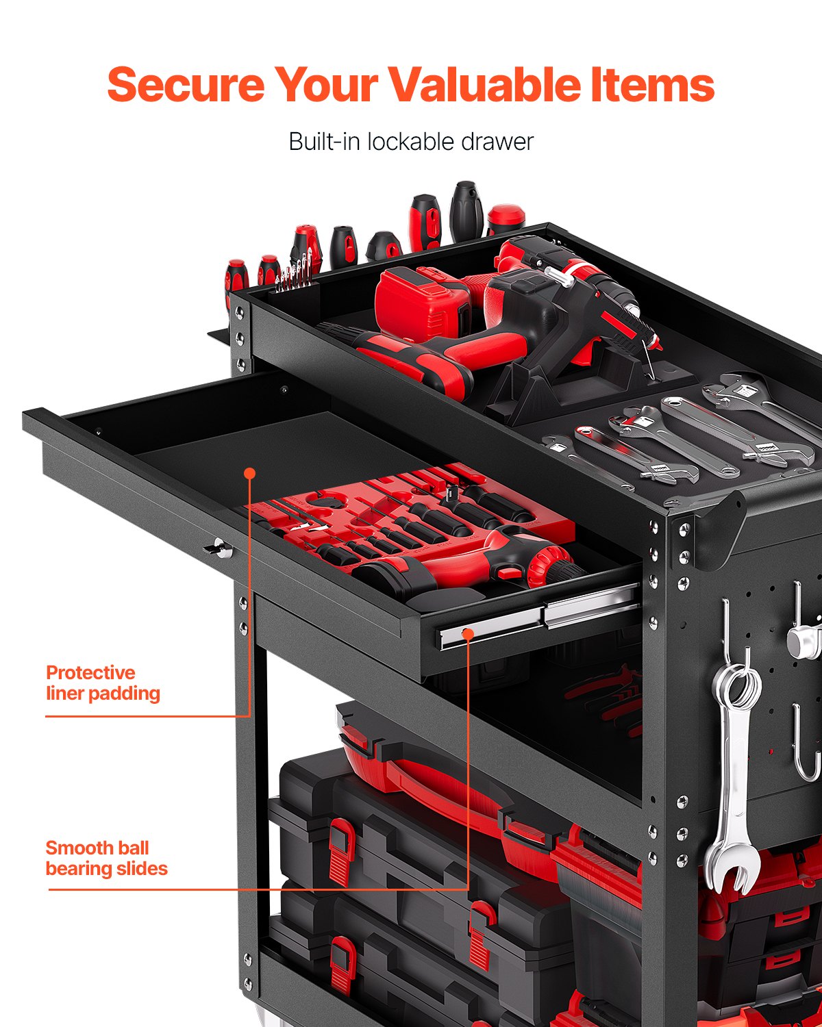 4-Tier Tool Cart With Wheels, 350 Lbs Load Capacity, Rolling Work Drawer — image 4